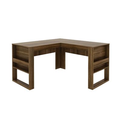 Mesa para Escritório 136cm em L com Detalhe Ripado ME4145 Nogal Tecnomobili
