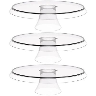 Conjunto 3 Boleiras Transparentes 28cm Bases para Docinhos e Tortas Glassy Crippa