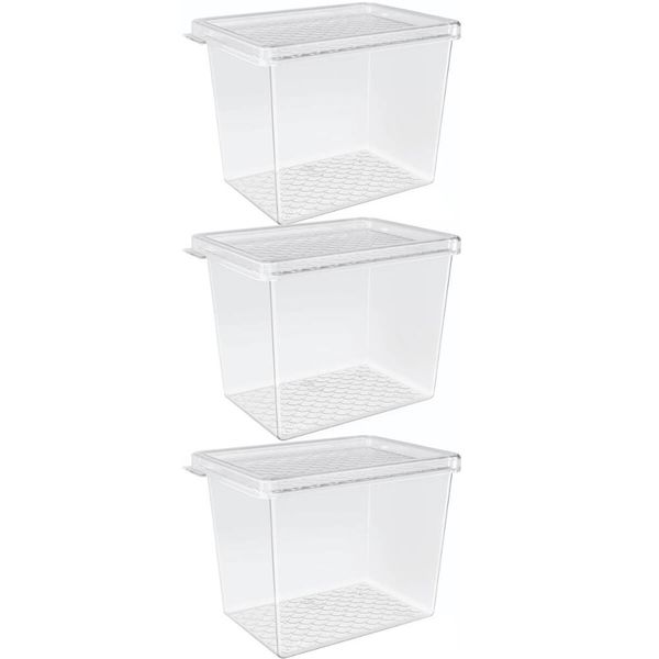 Kit 3 Organizadores de Geladeira Multiuso Cozinha 1,3L com Tampa Transparente Frutas Verduras UZ
