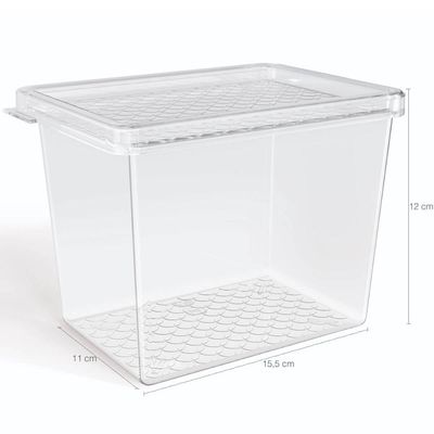 Kit 3 Organizadores de Geladeira Multiuso Cozinha 1,3L com Tampa Transparente Frutas Verduras UZ