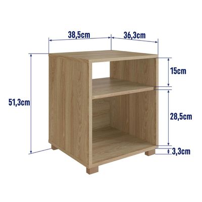 Mesa de Cabeceira Siena Aveiro Oak com Prateleira e Nicho