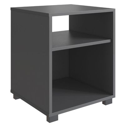 Mesa de Cabeceira Siena Grafite com Prateleira e Nicho