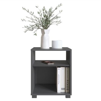 Mesa de Cabeceira Siena Grafite com Prateleira e Nicho