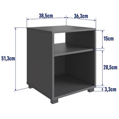 Mesa de Cabeceira Siena Grafite com Prateleira e Nicho