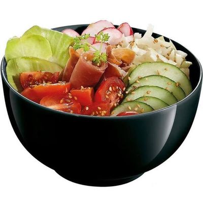 Bowl de Vidro Opalino 700ml Tigela Cumbuca para Salada Sopa Cereais Grande Diwali Lyor Preto