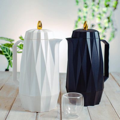 Garrafa Térmica Lyor Vintage 1L Preta Bule Café Chá Água Plástico Diamond Bebidas