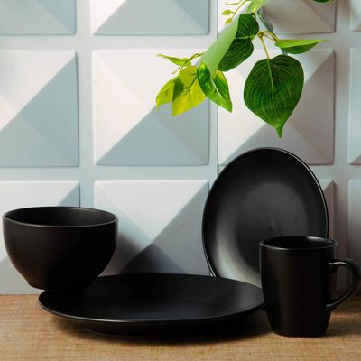 Kit 10 Bowls Cerâmica 680ml Preto Lyor Restaurante Cumbuca Tigela Yaksoba Shimeji