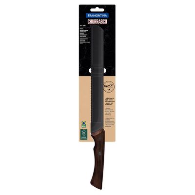 Faca Serrilhada Tramontina Churrasco Brisket 10 Polegadas Aço Inox Escurecido Cabo Madeira