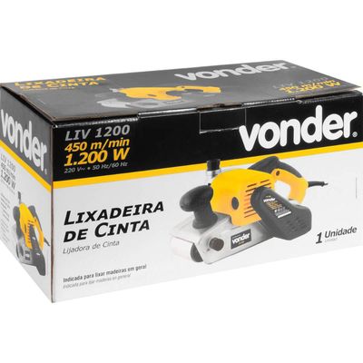 Lixadeira de Cinta Profissional 1000w Vonder 220v com Lixa e Coletor de Pó Liv1200