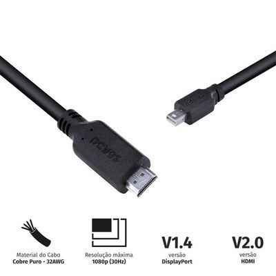 Cabo Mini Displayport Para Hdmi 2m - Pmdph-2