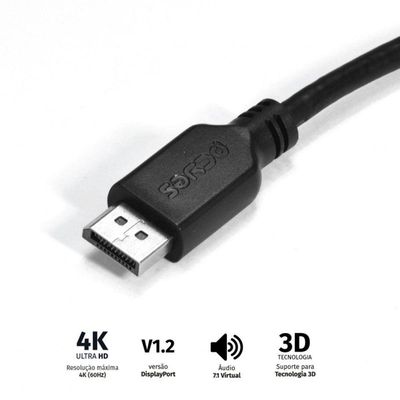 Cabo Displayport Macho 2 Metros - Pdpm-2