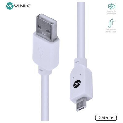 Cabo Usb X Micro Usb A 2.0 2m Branco Musb-2