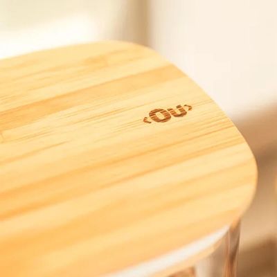 Pote Hermético Keep Ou 340ml Tampa de Bambu Recipiente Porta Mantimentos de Plástico
