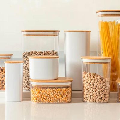 Pote Hermético Keep Ou 340ml Tampa de Bambu Recipiente Porta Mantimentos de Plástico
