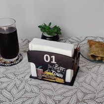 25 Porta Sachês Guardanapos Burger MDF para Restaurantes Bares Lancherias 01 ao 25 Zanline