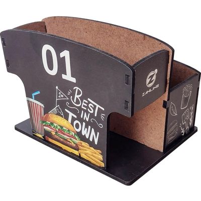 25 Porta Sachês Guardanapos Burger MDF para Restaurantes Bares Lancherias 01 ao 25 Zanline