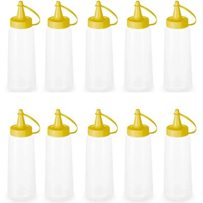 10 Bisnagas para Molhos Plástica 250ml Frasco Ketchup Mostarda Massa Crepe Cozinha