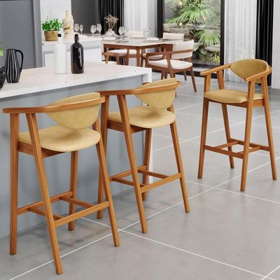 Kit 3 Banquetas Alta Para Cozinha Bancada Bar Sala De Jantar Fixa Cecília L02 Couríssimo Casco Fendi - Lyam Decor