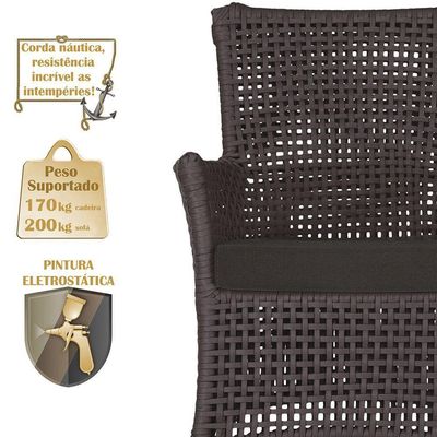 Jogo Sofá 2 Poltronas E Mesa Igapó Marrom E9 Trama Original Marrom