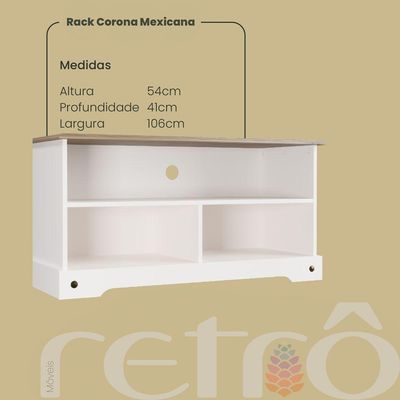 Rack Tv Corona Mexicana Creme-carvalho