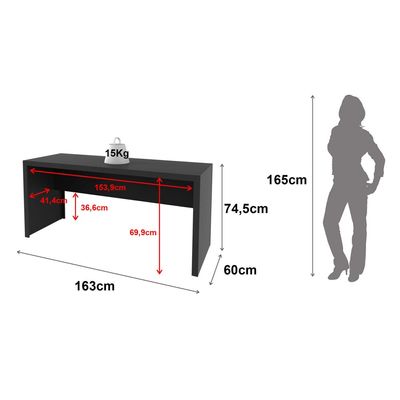 Mesa para Escritório 163cm ME4109 Preto Tecnomobili