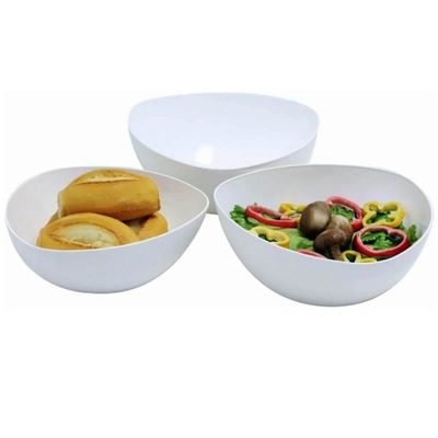 Kit 6 Saladeiras Triangulares 2,5L Tigela de Plástico Branca