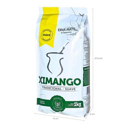 Kit 10 Erva Mate de Chimarrão 1kg Tradicional Suave com Açúcar Ximango