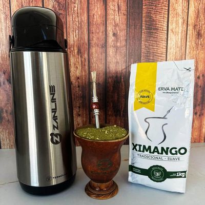 Kit 10 Erva Mate de Chimarrão 1kg Tradicional Suave com Açúcar Ximango