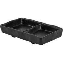 Porta Molhos Melamina Profissional Shoyu com Divisória 60ml Preto Molheira para Servir Tarê