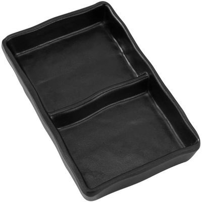 Porta Molhos Melamina Profissional Shoyu com Divisória 60ml Preto Molheira para Servir Tarê