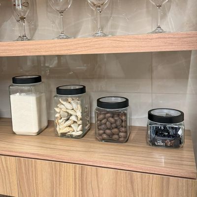 Pote de Vidro 800ML para Mantimento Tampa de Metal Preta e Acrílico Gastro Lyor Porta Alimentos