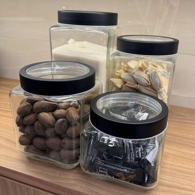 Pote de Vidro 800ML para Mantimento Tampa de Metal Preta e Acrílico Gastro Lyor Porta Alimentos