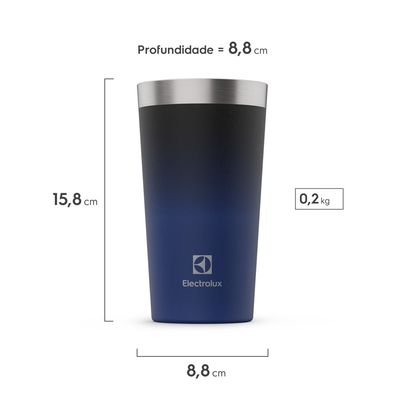 Copo Térmico de Cerveja e Chopp Electrolux Home Bar 560ml Inox Degrade Azul e Preto N/A