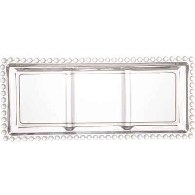 Kit 6 Petisqueiras Cristal Wolff Pearl 3 Divisórias 30x13cm Incolor Petisco Relevo Mesa Posta