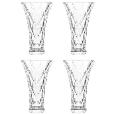 Kit 4 Vasos de Vidro Decorativo Lyor Diamond Transparente 13x20cm para Plantas Arranjos Flores