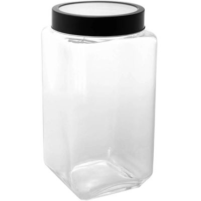 Kit 3 Porta Mantimentos de Vidro 2,2L com Tampa de Metal Preta Lyor Potes para Alimentos