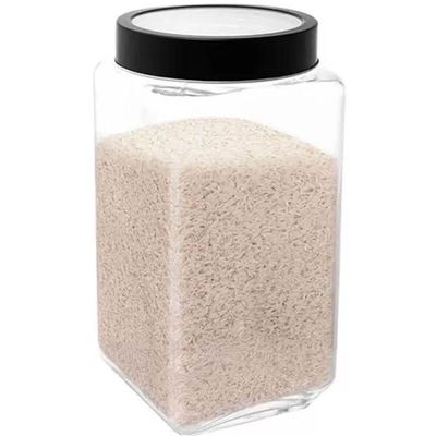 Kit 3 Porta Mantimentos de Vidro 2,2L com Tampa de Metal Preta Lyor Potes para Alimentos