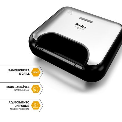 Sanduicheira e Grill Philco Inox 2 em 1 PGR27A 750W 127V