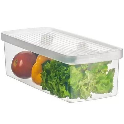 Kit 2 Caixas Organizadoras de Geladeira Legumes Verduras Frutas 4,2L com Tampa Plástica