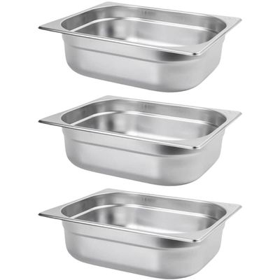 3 Cubas Gastronômicas Inox 6,41L 1/2 Restaurante Buffet Rechaud Gourmet Mix