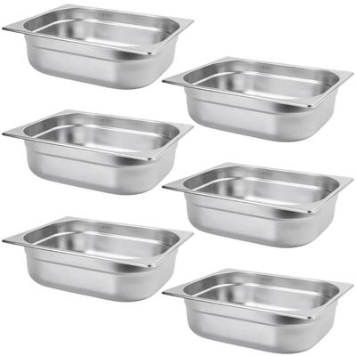 6 Cubas Gastronômicas Inox 1/2 Buffet Restaurante 6,41L Gourmet Mix GX0407