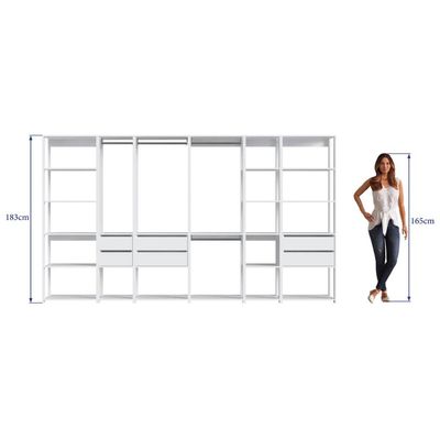 Guarda Roupa Closet 6 Peças com Cabideiros e Gavetas Branco com Nichos Easy Prodecor