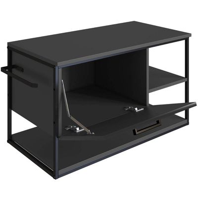 Gabinete Suspenso para Banheiro 80cm Preto e Grafite Estilo Industrial sem Cuba Placa e Ponto