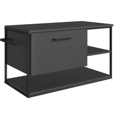 Gabinete Suspenso para Banheiro 80cm Preto e Grafite Estilo Industrial sem Cuba Placa e Ponto