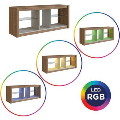 Rack de Sala Tv Até 55" Led Rgb Prateleira Vidro Mel/Arenas Estante Para Tv Prodecor