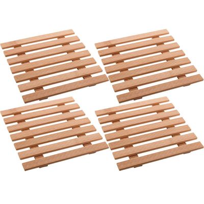 4 Descansos de Panela 17cm Quadrados de Bambu Porta Panela Chaleiras e Travessas Lyor