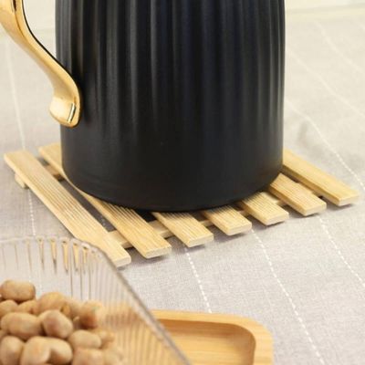 4 Descansos de Panela 17cm Quadrados de Bambu Porta Panela Chaleiras e Travessas Lyor