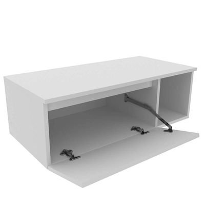 Balcão Gabinete Suspenso Armário Sem Cuba 80cm 1 Porta 1 Nicho Lateral para Banheiro Branco