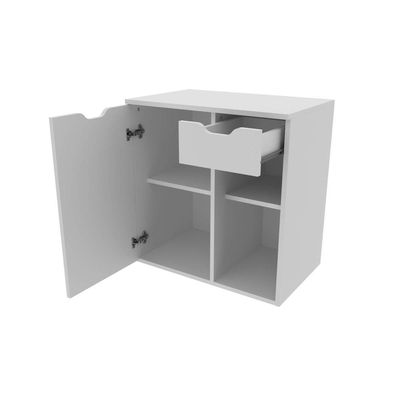 Balcão Gabinete para Banheiro Suspenso 60cm com 1 Gaveta e 1 Porta BN3605 Branco SEM CUBA