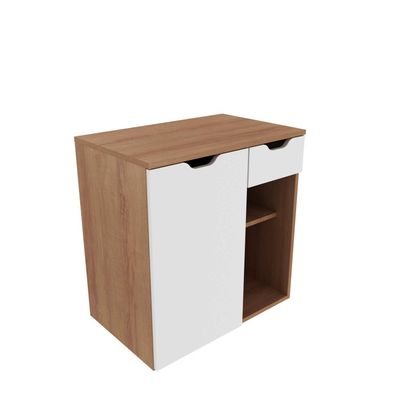 Balcão Gabinete para Banheiro Suspenso 60cm com 1 Gaveta e 1 Porta BN3605 Amêndoa Branco SEM CUBA